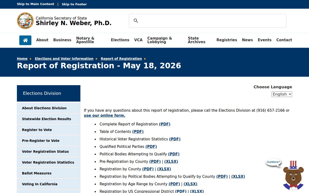 Ceres voter registration records 2026 report of registration