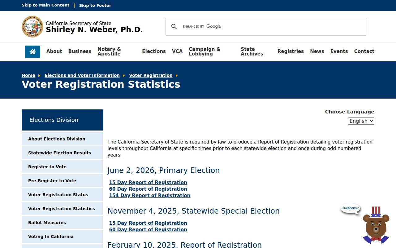 Ceres voter registration records California registration statistics