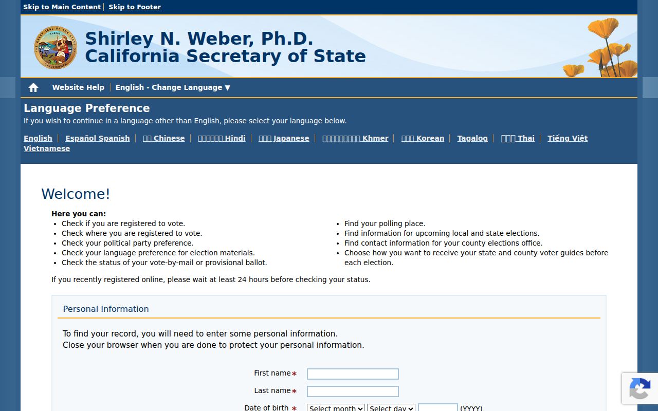 Ceres voter registration records California My Voter Status lookup